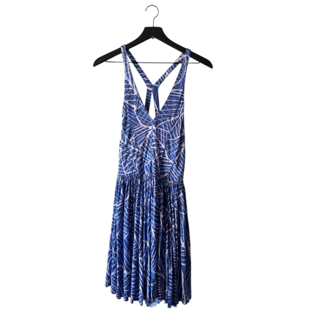 Kimchi Blue Blue Leaf Print Strappy Skater Romper Size L - Picture 2 of 11